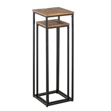 Afbeelding in Gallery-weergave laden, Set van twee bloemenzuilen van massief mangohout