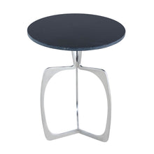 Afbeelding in Gallery-weergave laden, Ronde bijzettafel van aluminium met marmeren blad
