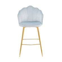Afbeelding in Gallery-weergave laden, Set van 2 barkrukken met schelpdesign fluweel - Lichtgrijs