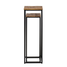 Afbeelding in Gallery-weergave laden, Set van twee bloemenzuilen van massief mangohout