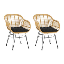 Afbeelding in Gallery-weergave laden, Trendy fauteuil set van 2 in rotan look, naturel