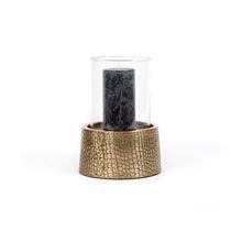 Afbeelding in Gallery-weergave laden, Croco kaarsenhouder met glas - messing - L