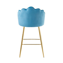 Afbeelding in Gallery-weergave laden, Set van 2 barkrukken met schelpdesign fluweel - Blauw