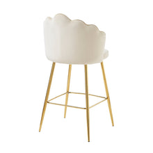 Afbeelding in Gallery-weergave laden, Set van 2 barkrukken met schelpdesign fluweel - Beige