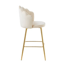 Afbeelding in Gallery-weergave laden, Set van 2 barkrukken met schelpdesign fluweel - Beige