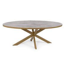 Afbeelding in Gallery-weergave laden, Ovale eettafel 'Mees' 240 x 110cm, kleur goud / beton