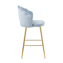 Afbeelding in Gallery-weergave laden, Set van 2 barkrukken met schelpdesign fluweel - Lichtgrijs