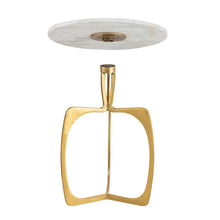 Afbeelding in Gallery-weergave laden, Ronde bijzettafel van aluminium met marmeren blad