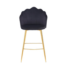 Afbeelding in Gallery-weergave laden, Set van 2 barkrukken met schelpdesign fluweel - Zwart