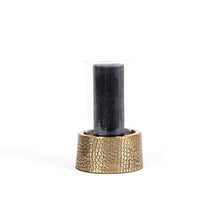 Afbeelding in Gallery-weergave laden, Croco kaarsenhouder met glas - messing - M