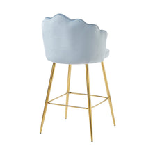 Afbeelding in Gallery-weergave laden, Set van 2 barkrukken met schelpdesign fluweel - Lichtgrijs