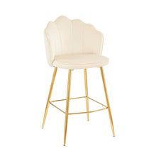 Afbeelding in Gallery-weergave laden, Set van 2 barkrukken met schelpdesign fluweel - Beige
