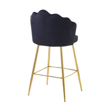 Afbeelding in Gallery-weergave laden, Set van 2 barkrukken met schelpdesign fluweel - Zwart