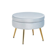 Afbeelding in Gallery-weergave laden, Ronde luxe fluwelen poef - Lichtgrijs