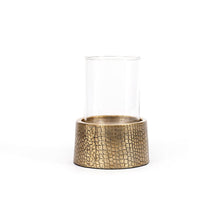 Afbeelding in Gallery-weergave laden, Croco kaarsenhouder met glas - messing - L