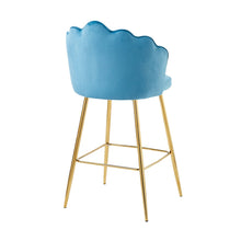 Afbeelding in Gallery-weergave laden, Set van 2 barkrukken met schelpdesign fluweel - Blauw