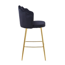 Afbeelding in Gallery-weergave laden, Set van 2 barkrukken met schelpdesign fluweel - Zwart