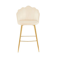 Afbeelding in Gallery-weergave laden, Set van 2 barkrukken met schelpdesign fluweel - Beige
