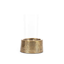 Afbeelding in Gallery-weergave laden, Croco kaarsenhouder met glas - messing - M