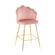Afbeelding in Gallery-weergave laden, Set van 2 barkrukken met schelpdesign fluweel - Roze