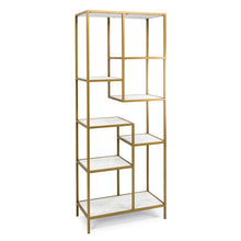 Afbeelding in Gallery-weergave laden, Vakkenkast 'Guus' 80 x 200cm, kleur goud / wit marmer