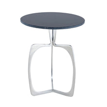 Afbeelding in Gallery-weergave laden, Ronde bijzettafel van aluminium met marmeren blad