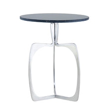 Afbeelding in Gallery-weergave laden, Ronde bijzettafel van aluminium met marmeren blad