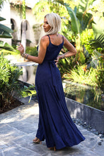 Afbeelding in Gallery-weergave laden, Sprankelende maxi-jurk met split en ceintuur