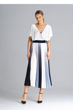 Afbeelding in Gallery-weergave laden, Geplooide midi-rok met elastische tailleband