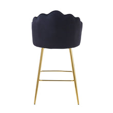 Afbeelding in Gallery-weergave laden, Set van 2 barkrukken met schelpdesign fluweel - Zwart