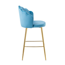 Afbeelding in Gallery-weergave laden, Set van 2 barkrukken met schelpdesign fluweel - Blauw