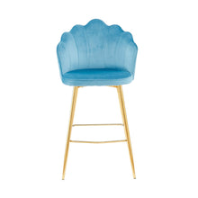 Afbeelding in Gallery-weergave laden, Set van 2 barkrukken met schelpdesign fluweel - Blauw