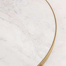 Afbeelding in Gallery-weergave laden, Salontafelset 'Saar' rond 80 en 60cm, kleur goud / wit marmer