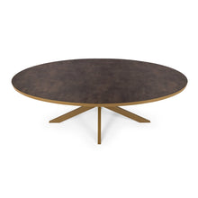 Afbeelding in Gallery-weergave laden, Ovale eettafel 'Mees' 240 x 110cm, kleur goud / lederlook bruin