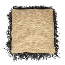 Afbeelding in Gallery-weergave laden, Kussenhoes Raffia Vierkant - Naturel Zwart - 60x60 cm
