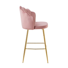 Afbeelding in Gallery-weergave laden, Set van 2 barkrukken met schelpdesign fluweel - Roze
