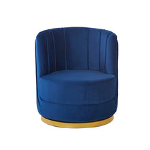 Afbeelding in Gallery-weergave laden, Draaifauteuil van donkerblauw fluweel
