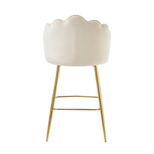 Afbeelding in Gallery-weergave laden, Set van 2 barkrukken met schelpdesign fluweel - Beige
