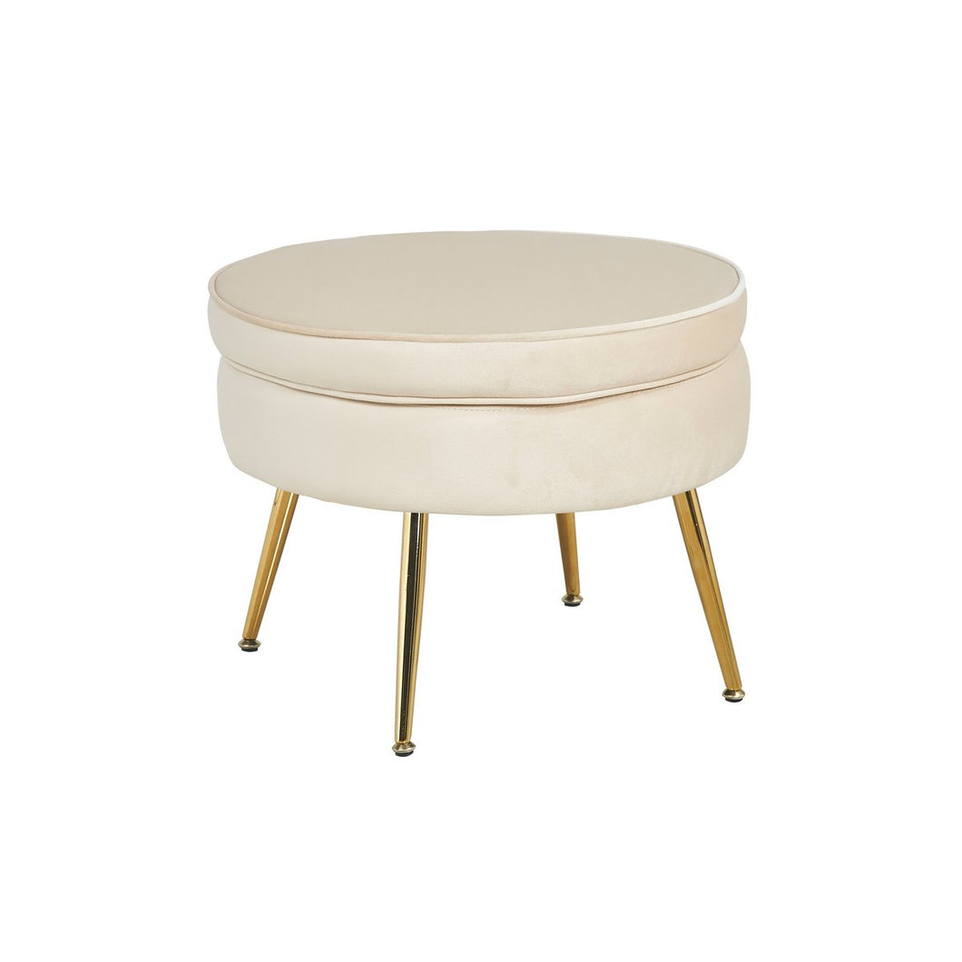 Ronde luxe fluwelen poef - Beige