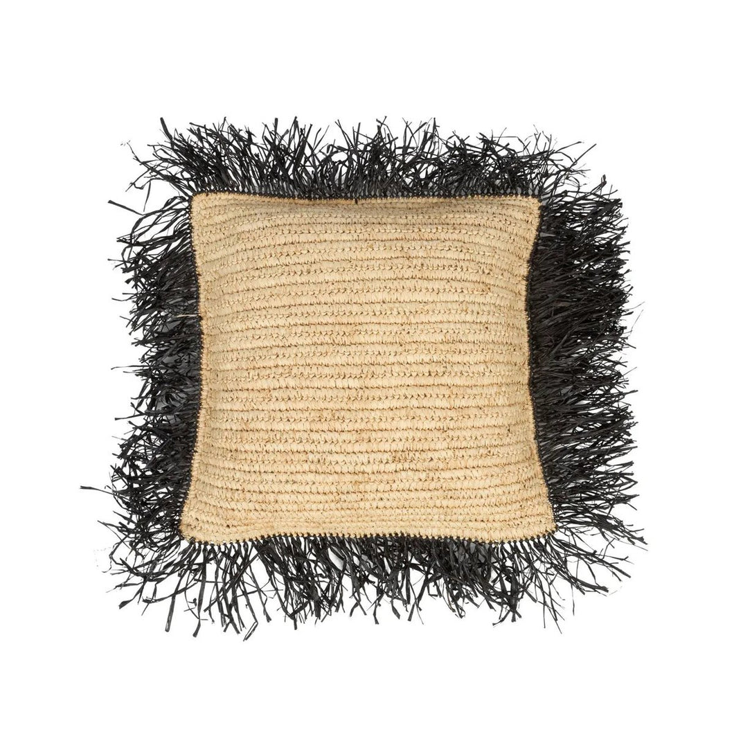 Kussenhoes Raffia Vierkant - Naturel Zwart - 40x40 cm