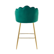 Afbeelding in Gallery-weergave laden, Set van 2 barkrukken met schelpdesign fluweel - Groen
