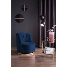 Afbeelding in Gallery-weergave laden, Draaifauteuil van donkerblauw fluweel
