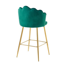 Afbeelding in Gallery-weergave laden, Set van 2 barkrukken met schelpdesign fluweel - Groen
