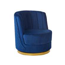 Afbeelding in Gallery-weergave laden, Draaifauteuil van donkerblauw fluweel
