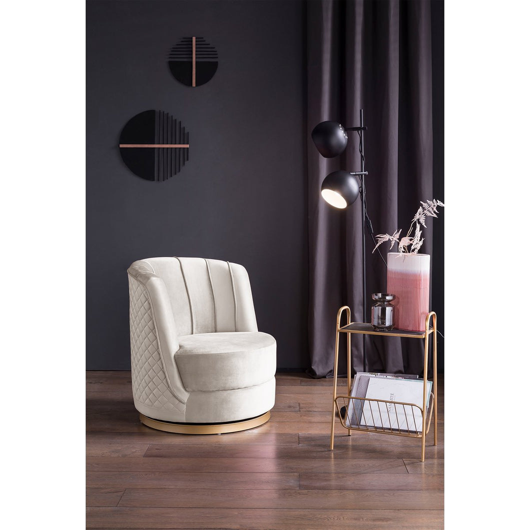 Draaifauteuil in beige fluweel