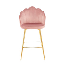 Afbeelding in Gallery-weergave laden, Set van 2 barkrukken met schelpdesign fluweel - Roze
