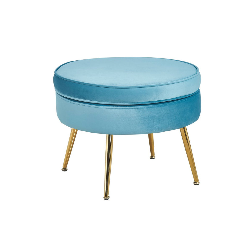 Ronde luxe fluwelen poef - Blauw