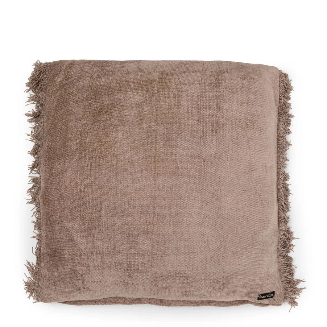 Kussenhoes 'Oh My Gee' - Concrete Velvet - Bruin - 60x60 cm