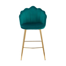 Afbeelding in Gallery-weergave laden, Set van 2 barkrukken met schelpdesign fluweel - Groen
