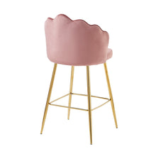 Afbeelding in Gallery-weergave laden, Set van 2 barkrukken met schelpdesign fluweel - Roze
